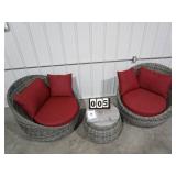 Wicker Barrell Furniture Set - 3 piece