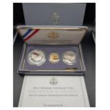 Mount Rushmore Anniversary Coins Gold $5, Silver Dollar & Half Dollar (Lot of 3)