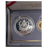 Mount Rushmore Anniversary Coins Gold $5, Silver Dollar & Half Dollar (Lot of 3)