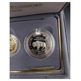 Mount Rushmore Anniversary Coins Gold $5, Silver Dollar & Half Dollar (Lot of 3)
