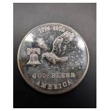 State Refining 1 Oz God Bless America Bicentennial Silver Round 1776-1976