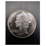 1 Oz Fine Silver Round - Liberty Torch & Olive Branch Design