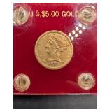 1879 Liberty head Gold $5 Coin
