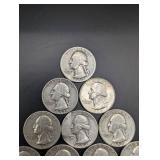Washington Quarters (Lot of 10) 1952-1964 90% Silver US Coins