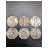 Walking Liberty Half Dollars 1942-1946 (Lot of 6)