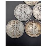 Walking Liberty Half Dollars - 1934 to 1945 - Group of 6 Coins