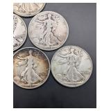 Walking Liberty Half Dollars - 1934 to 1945 - Group of 6 Coins