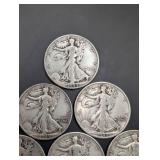 Walking Liberty Half Dollars - 6 Coins (1936-1945)