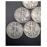 Walking Liberty Half Dollars - 6 Coins (1936-1945)