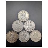 Walking Liberty Half Dollars - 6 Coins (1942-1947)
