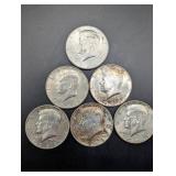 Kennedy Half Dollar 1964 Silver - 6 Coins