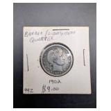 Barber Quarter 1902 - Liberty Head Silver Quarter Dollar (US Coin)