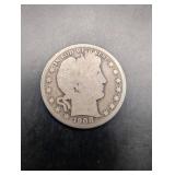 Barber Quarter 1908-D - United States 25c, In God We Trust, Eagle Reverse