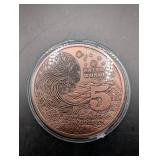 Natural Wonders 5 oz Copper Coin - Sahara Desert & Great Wave Off Kanagawa