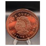 5 oz Copper Coin - Native American Chief Obverse, Aztec Calendar Reverse - 1999