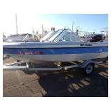 1992 Norhtwoods Runabout with 75 HP Mercury Outboard Motor and Trailer
