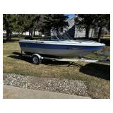 1992 Norhtwoods Runabout with 75 HP Mercury Outboard Motor and Trailer