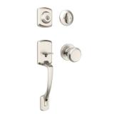 Kwikset Henley Single Cylinder Door Handleset w/Round Maven Knob featuring SmartKey Security in Satin Nickel