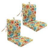 Jordan Manufacturing 38 in. L x 21 in. W x 2 in. T Rectangular Outdoor Dining Chair Cushion in Wildflowers Multicolor (2-Pack)