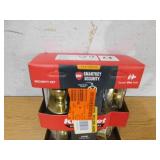 Kwikset Juno Polished Brass Exterior Entry Door Knob and Single Cylinder Deadbolt Combo Pack Featuring SmartKey Security