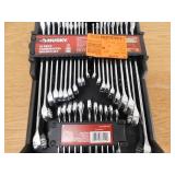 Husky SAE and Metric Combination Wrench Set with Tray (32-Piece)