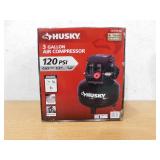 Husky 3 Gal. 120 PSI Portable Electric Oil-Free Light Duty Pancake Air Compressor with Fold Down Handle and 1-Quick Coupler