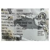 ^NorthStar Portable Quiet Electric Air Compressor, 1.5 HP, 8-Gallon, 4 CFM @ 90 PSI #53009 Msrp $444.99 see description