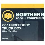 ^Northern Tool Lot of 2- Underbody Truck Toolboxes with Drop Door, 60in. x 17in. x 18in., Steel, Gloss Black, T-Handle Latches Msrp $1,019.98 #52878