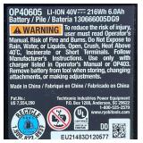 RYOBI 40V Volt Lithium-ion 6.0 Ah High Capacity Battery OP40602 with Charger
