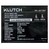 Klutch Cable Hoist Kit, KLiQ 20V, Battery-Powered, 275-Lb. Single-Line/550-Lb. Double-Line Capacity, 39ft./19.5ft. Lift Height, Brushless, 2.0Ah #6077261 Msrp $299.99 see description