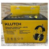 Klutch Hearing Protection Earmuffs with 25dB NRR, Wireless Connectivity and AM/FM #5857644 Msrp $69.99 see description