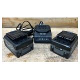 Klutch KLiQ 20V, 4.0Ah Lithium-Ion Battery Pack/ Charger lot of 3 Msrp $134.97 details in description
