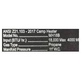 Mr. Heater Big Buddy Pro 18,000 BTU Radiant Heater, 450 ft  Capacity, Model# MH18B #5347409 Msrp $149.99 see description