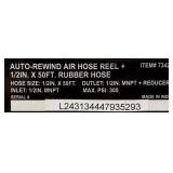 Klutch Auto-Rewind Air Hose Reel with 1/2in. x 50ft. Rubber Hose, 300 PSI #73429 Msrp $149.99 see description
