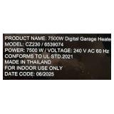 WeWarm 7500W Digital Electric Overhead Garage Heater, 25,590 BTU, 240V, Heating Capability 750 ft , Model# CZ230 #6539074 Msrp $219.99 see description