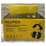 Klutch Hearing Protection Earmuffs with 25dB NRR, Wireless Connectivity and AM/FM #5857644 Msrp $69.99 see description