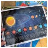 Science books and flashcards