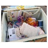 sewing supplies, zippers, twine, and ribbon