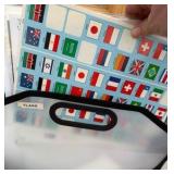 World map, and flags