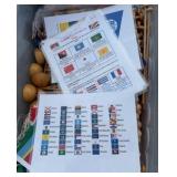 World map, and flags