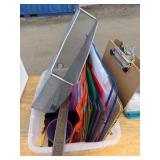 handwriting, sleeves folders, tax, staples, highlighters, clipboards, Dyno labels