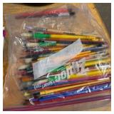 paints brushes, bells, heart doilies stencils