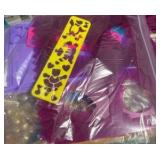 paints brushes, bells, heart doilies stencils