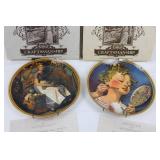 Edwin M. Knowles Craftsmanship Norman Rockwell Plates Pair - Dreaming in the Attic & Making Believe
