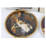 Edwin M. Knowles Craftsmanship Norman Rockwell Plates Pair - Dreaming in the Attic & Making Believe