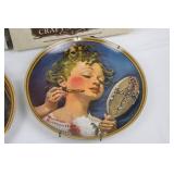 Edwin M. Knowles Craftsmanship Norman Rockwell Plates Pair - Dreaming in the Attic & Making Believe