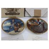 Knowles Craftsmanship Norman Rockwell Plates - Waiting on the Shore & Working in the Kitchen (Lot of 2)