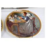 Knowles Craftsmanship Norman Rockwell Plates - Waiting on the Shore & Working in the Kitchen (Lot of 2)