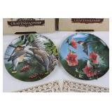 Edwin M Knowles Craftsmanship Plates - Cedar Waxwing & Hummingbird by Kevin Daniel