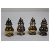 International Silver Co. Silver Plate Tea Set on Beaded Tray with 4 Salt & Pepper Shakers (Tested as .800 Sterling Silver)